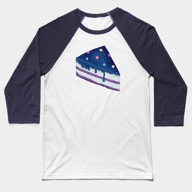 Cosmic Galaxy Cake Baseball T-Shirt by Adaillustrations